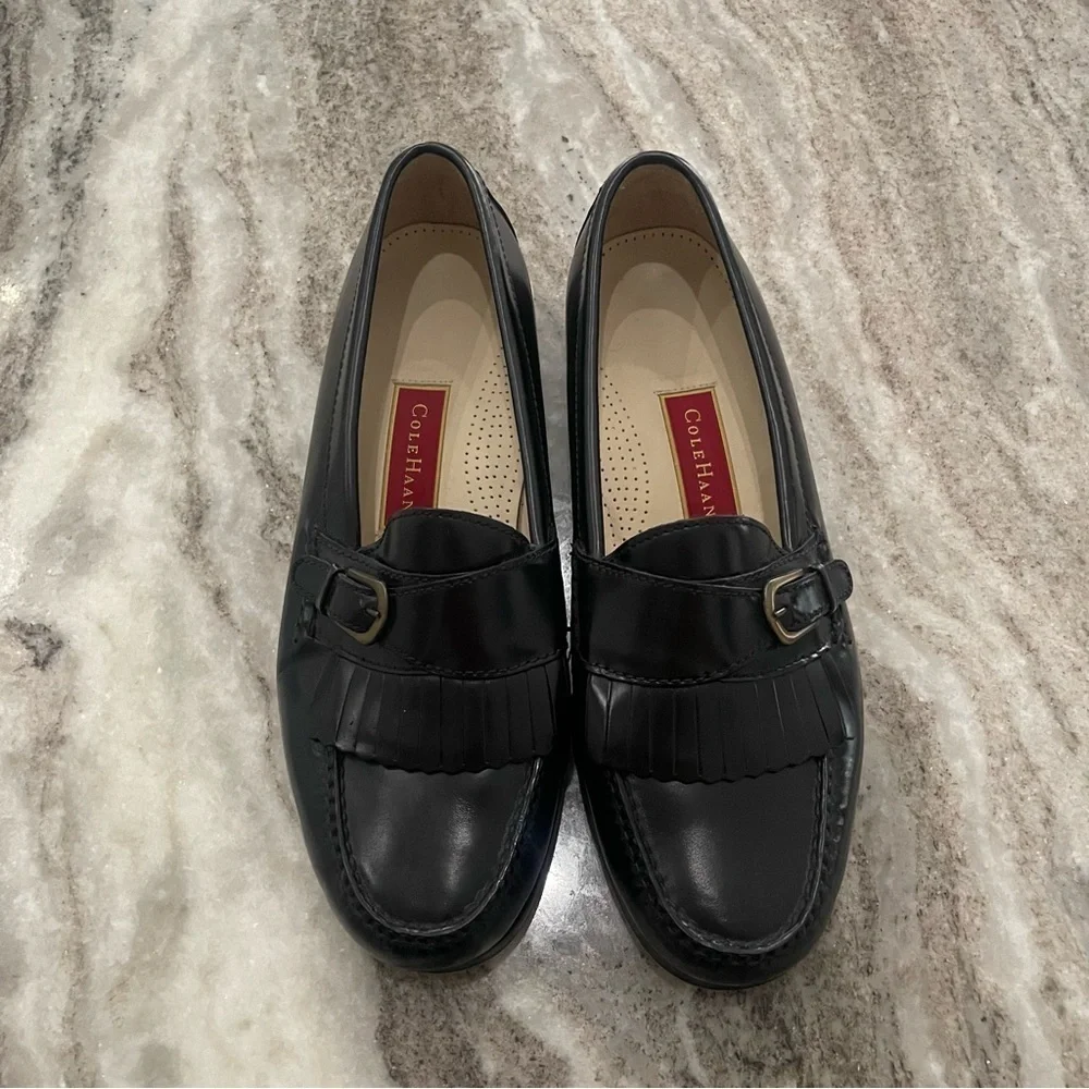 Cole Haan Black Monk Strap Loafer Buckle Size 10